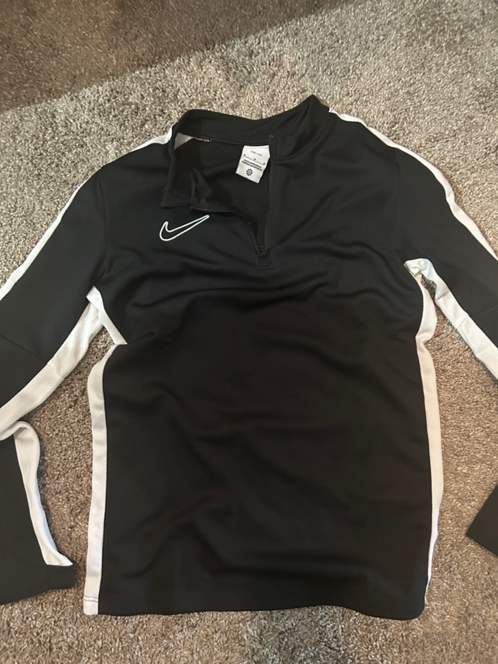 Nike Black and White Half-Zip Training Top